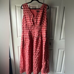 J. Crew Coral-Red Floral Maxi Dress